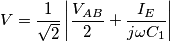 V=\frac{1}{\sqrt{2}}\left| \frac{V_{AB}}{2}+\frac{I_{E}}{j\omega C_{1}} \right|