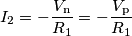 I_2 = -\frac{V_\text{n}}{R_1} = -\frac{V_\text{p}}{R_1} I_2 = -\frac{V_\text{n}}{R_1} = -\frac{V_\text{p}}{R_1}
