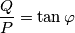 \frac{Q}{P}=\tan \varphi