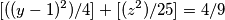 [((y-1)^2)/4]+[(z^2)/25]=4/9