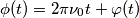 \phi(t) = 2\pi\nu_0 t + \varphi(t)