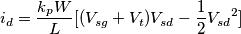 i_d= \frac{k_p W}{L} [(V_{sg}+V_t)V_{sd}-\frac{1}{2}{V_{sd}}^2]