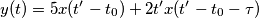 y(t)=5x(t{'}-t_0)+2t'x(t'-t_0-\tau)