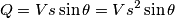 Q=Vs\cdotI\sin\theta=Vs^{2}\sin\theta