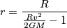 r=\frac{R}{\frac{Rv^2}{2GM}-1} r=\frac{R}{\frac{Rv^2}{2GM}-1}