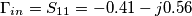 \Gamma_{in} = S_{11} = -0.41 - j0.56