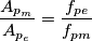 \frac{A_{p_{m}}}{A_{p_{e}}}=\frac{f_{pe}}{f_{pm}}