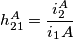 h_{21}^A=\frac{i_2^A}{i_1A}
