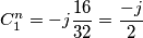 C_{1}^{n}=-j\frac{16}{32}=\frac{-j}{2} C_{1}^{n}=-j\frac{16}{32}=\frac{-j}{2}