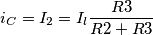 i_C=I_2 =I_l\frac{R3}{R2+R3}