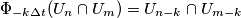 \Phi_{-k\Delta t}(U_n\cap U_m) = U_{n-k}\cap U_{m-k} \Phi_{-k\Delta t}(U_n\cap U_m) = U_{n-k}\cap U_{m-k}
