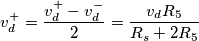 v_d^{+}=\frac{v_d ^{+} - v_d ^{-}}{2} = \frac{v_d R_5}{R_s+2R_5} v_d^{+}=\frac{v_d ^{+} - v_d ^{-}}{2} = \frac{v_d R_5}{R_s+2R_5}