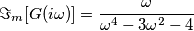 \Im_m[G(i\omega)] = \frac{\omega}{\omega^4-3\omega^2-4}