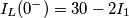 I_{L}(0^{-})=30-2I_{1} I_{L}(0^{-})=30-2I_{1}