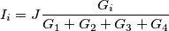 I_i=J \frac{G_i}{G_1+G_2+G_3+G_4} I_i=J \frac{G_i}{G_1+G_2+G_3+G_4}