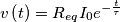 v\left ( t \right )=R_{eq}I_{0}e^{-\frac{t}{\tau }}