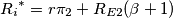{R_i}^* = r\pi_2+R_{E2}(\beta+1) {R_i}^* = r\pi_2+R_{E2}(\beta+1)