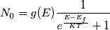 N_{0}=g(E)\frac{1}{e^{\frac{E-E_{f}}{KT}}+1} N_{0}=g(E)\frac{1}{e^{\frac{E-E_{f}}{KT}}+1}