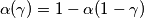 \alpha(\gamma)=1-\alpha(1-\gamma)