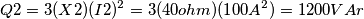 Q{2}=3(X{2})(I{2})^2=3(40 ohm)(100 A^2)=1200VAr