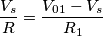 \frac{V_s}{R}=\frac{V_{01}-V_s}{R_1}