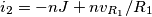 i_{2} = -nJ + nv_{R_{1}}/R_{1} i_{2} = -nJ + nv_{R_{1}}/R_{1}