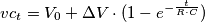 vc_t =V_0 + \Delta V \cdot (1- e^{- \frac{t}{R \cdot C}})