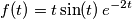 f(t) = t \sin(t)\,e^{-2t} f(t) = t \sin(t)\,e^{-2t}
