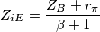 Z_{iE} = \frac{Z_B + r_\pi}{\beta+1} Z_{iE} = \frac{Z_B + r_\pi}{\beta+1}
