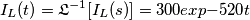I_L (t) = \mathfrak{L}^{-1} [I_L (s)] = 300exp{-520t}