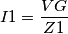 I1=\frac{VG}{Z1} I1=\frac{VG}{Z1}