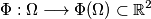 \Phi:\Omega\longrightarrow \Phi(\Omega)\subset\mathbb{R}^2