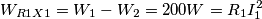 W_{R1 X1}=W_1-W_2= 200 W = R_1I_1^2