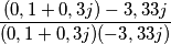 \frac{(0,1+0,3j)-3,33j}{(0,1+0,3j)(-3,33j)} \frac{(0,1+0,3j)-3,33j}{(0,1+0,3j)(-3,33j)}