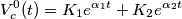 \[V_{c}^{0}(t)=K_{1}e^{\alpha_{1} t}+K_{2}e^{\alpha_{2} t}\]