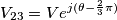 V_{23}=Ve^{j(\theta -\frac{2}{3}\pi )}