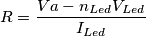 R = \frac{Va- n_{Led}  V_{Led}}{I_{Led}}