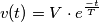 v(t)=V \cdot e^{\frac{-t}{T} v(t)=V \cdot e^{\frac{-t}{T}