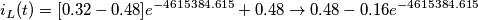 \[i_L(t)=[0.32-0.48]e^{-4615384.615}+0.48\rightarrow 0.48-0.16e^{-4615384.615}\]