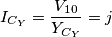 {{I}_{{{C}_{Y}}}}=\frac{{{V}_{10}}}{{{Y}_{{{C}_{Y}}}}}=j