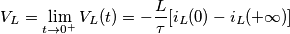 V_L = \lim_{t \rightarrow 0^+}V_L(t) = -\frac{L}{\tau}[i_L(0) - i_L(+\infty)]