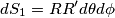 dS_1=RR'd\theta d\phi dS_1=RR'd\theta d\phi