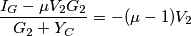 \frac{{{I}_{G}}-\mu {{V}_{2}}{{G}_{2}}}{{{G}_{2}}+{{Y}_{C}}}=-(\mu -1){{V}_{2}} \frac{{{I}_{G}}-\mu {{V}_{2}}{{G}_{2}}}{{{G}_{2}}+{{Y}_{C}}}=-(\mu -1){{V}_{2}}