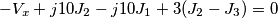 -V_{x}+j10J_{2}-j10J_{1}+3(J_{2}-J_{3})=0