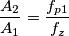 \frac{A_2}{A_1}=\frac{f_{p1}}{f_z}