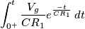\int_{0^+}^{t}{V_g\over CR_1}e^{-t\over CR_1}\,dt