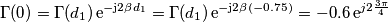 \Gamma(0) = \Gamma(d_1)\,\mathrm{e}^{-\mathrm{j}2\beta d_1} = \Gamma(d_1)\,\mathrm{e}^{-\mathrm{j}2\beta \left ( -0.75 \right )}=-0.6\,\mathrm{e}^{j2\frac{3\pi }{4}}
