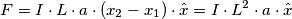 F=I \cdot L \cdot a \cdot (x_2 - x_1) \cdot \hat{x}=I \cdot L^2 \cdot a \cdot \hat{x} F=I \cdot L \cdot a \cdot (x_2 - x_1) \cdot \hat{x}=I \cdot L^2 \cdot a \cdot \hat{x}