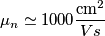 \mu_n \simeq 1000 \frac{\text{cm}^2}{Vs}