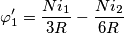 \varphi_1'=\frac{Ni_1}{3R}-\frac{Ni_2}{6R}